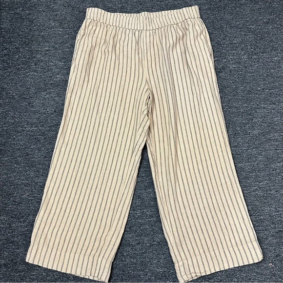 Treasure & Bond Pants - Treasure & Bond Women’s Wide Leg Boho Coastal Cropped Striped Linen Pants Sz 1X